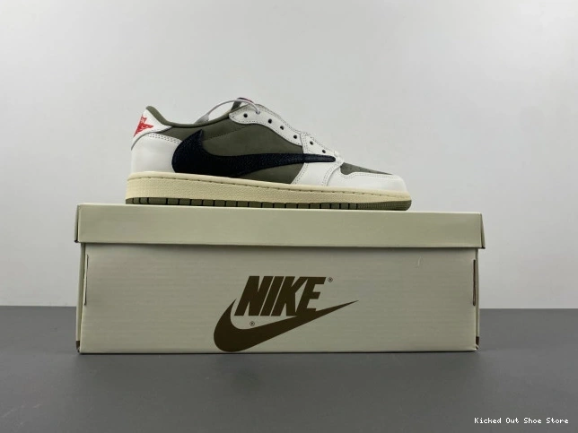 Kicked Out Shoe Store OG MEDIUM OLIVE JORDAN LOW 1 DM7866-200 SCOTT AIR TRAVIS X 0725